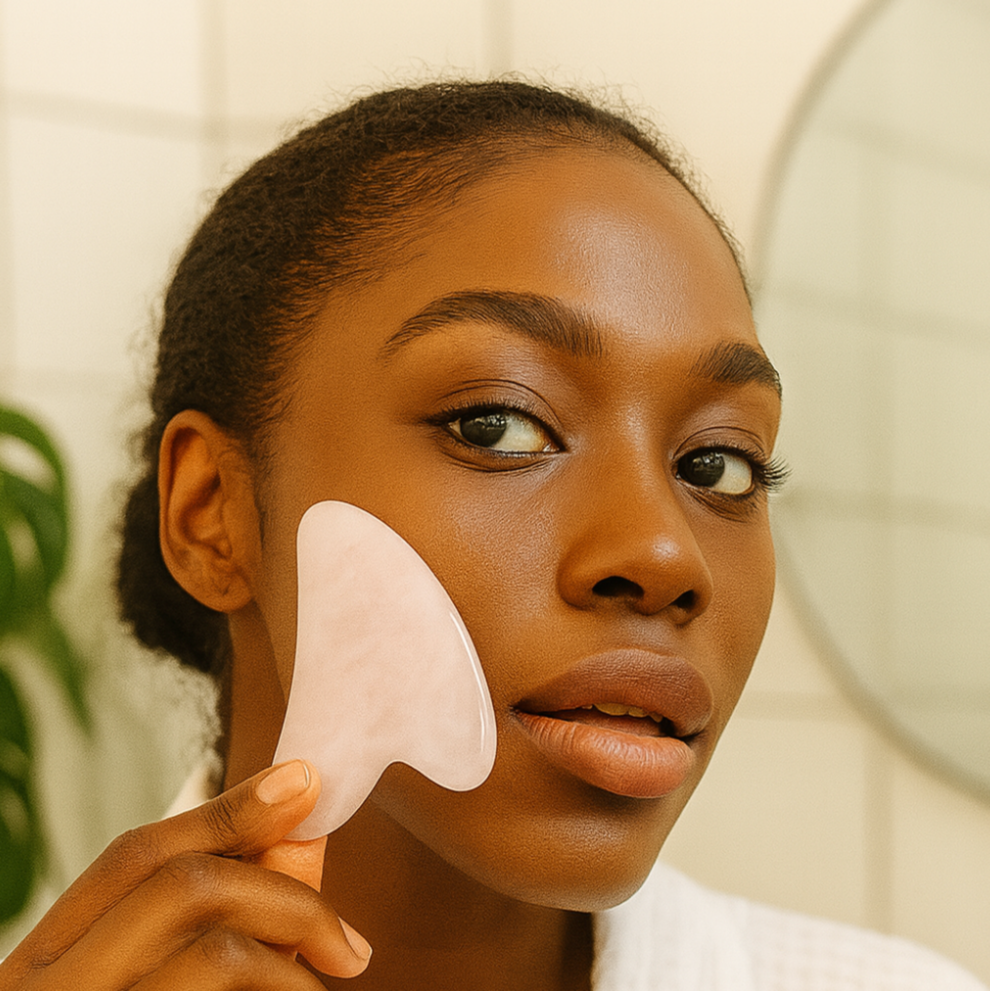 Face Roller & Gua Sha Stone– Pink Crystal